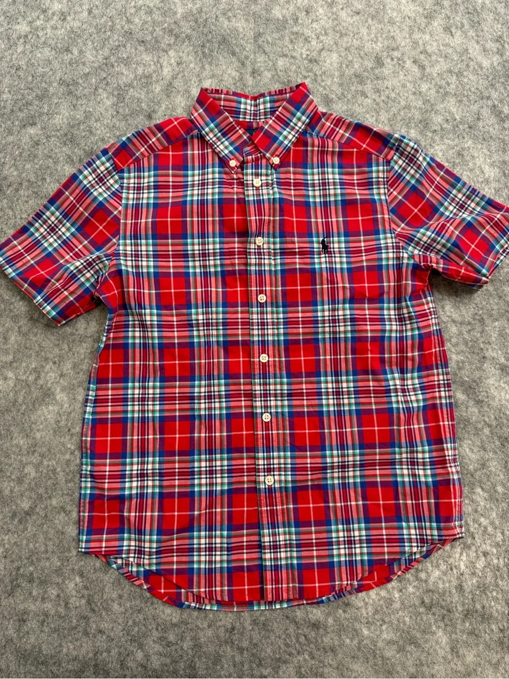 Ralph Lauren Red Plaid Short-Sleeve Button-Down Shirt